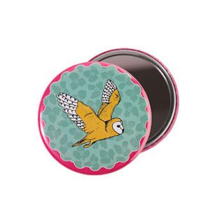 illustrated barn owl pocket mirror by alexia claire