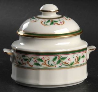 Noritake Christmas Garland Sugar Bowl & Lid, Fine China Dinnerware   Ivory China