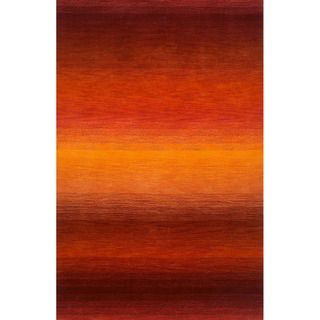 Rainbow striped Red/burgundy Indoor Rug (8 X 10)