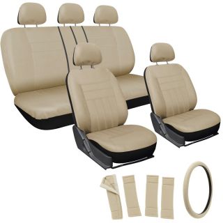 Oxgord All Beige / Tan 17 piece Car Seat Cover Automotive Set
