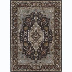 Hand tufted Bajrang Oriental Grey Wool Rug (7 X 10)