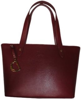 Ralph Lauren Women's Leather Handbag Sloan Street Shopper Garnet Red Clothing