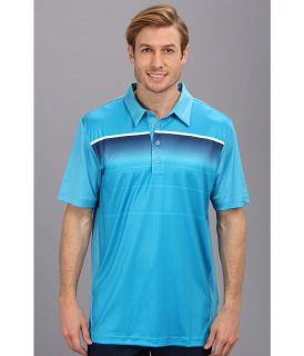 adidas Golf Puremotion CLIMACOOL Gradient Chest Polo 14 Mens Short Sleeve Pullover (Blue)