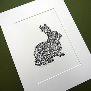 rabbit print by folk art papercuts by suzy taylor