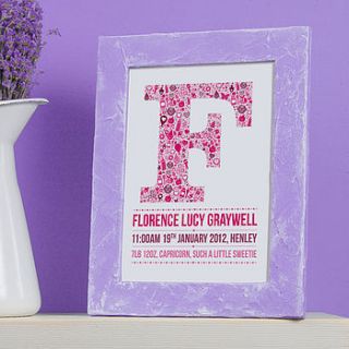 babys personalised name print by a is for alphabet