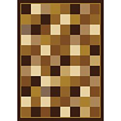 Contemporary Brown Casual Heat set Rug (78 X 104)