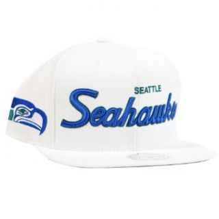 Seattle Seahawks Mitchell & Ness Solid White Snapback Hat Clothing