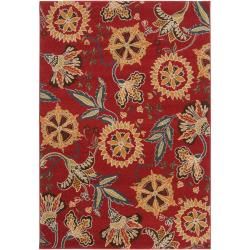 Meticulously Woven Contemporary Red Floral Poppy Rug (22 X 3)