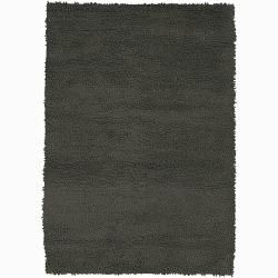 Handwoven Charcoal gray Mandara New Zealand Wool Shag Rug (9 X 13)