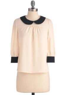 Seen in Style Top in Ivory  Mod Retro Vintage Short Sleeve Shirts