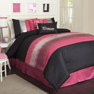 Lush Decor Black/pink Night Sky 6 piece Comforter Set