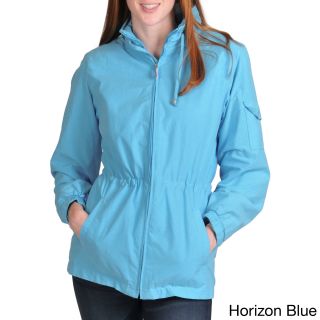 Larry Levine Larry Levine Womens Lightweight Travel Hooded Windbreaker Blue Size S (4  6)