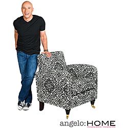 Angelohome Modern Damask Black And White Grant Arm Chair