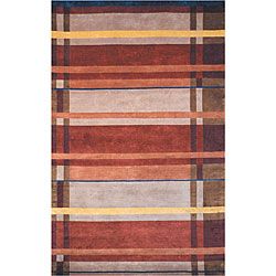 Hand knotted Plaid Contemporary Wool Rug (83 X 11)