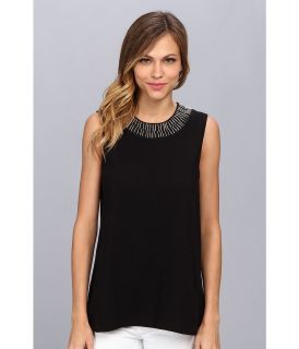 Vince Camuto S/L Embellished Collar Top Womens Sleeveless (Black)