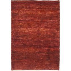 Hand knotted Vegetable Dye Solo Rust Hemp Rug (2 6 X 14)