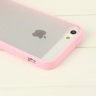 New Hot Bumper Skin Case With Frosted Clear Back Cover For iPhone 5 5G Pink Cell Phones & Accessories