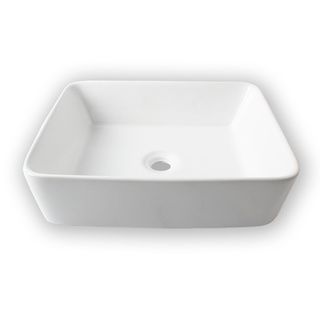 Flotera Rectangular White Vessel Ceramic Bathroom Sink