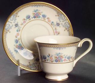Minton Avonlea Footed Cup & Saucer Set, Fine China Dinnerware   Pastel Flowers,B