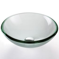 Kraus Clear 19mm Thick Glass Vessel Sink With Pu mr Chrome