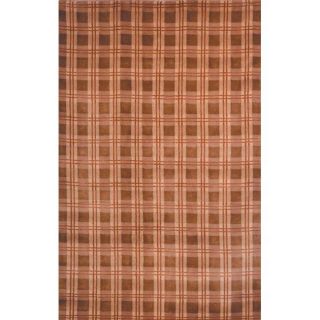 Hand knotted Lexington Plaid Beige Contemporary Wool Rug (6 X 9)