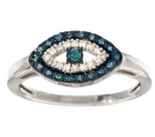 AffinityDiamond 1/7 ct tw Blue & White Lucky Evil Eye Ring, Sterling —