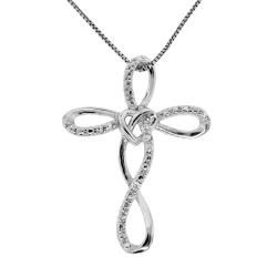 Sterling Silver Diamond Accent Cross Loop Necklace Moise Diamond Necklaces