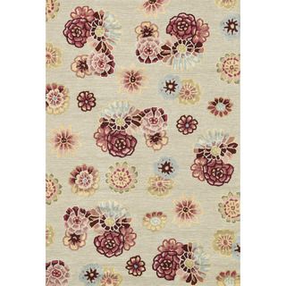 Hand hooked Peony Cream Floral Rug (76 X 96)