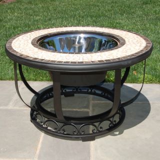 Umbria Mosiac Fire Pit and Beverage Cooler Table