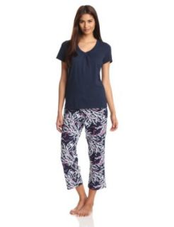 Nautica Sleepwear Women's Promo Pajama Set, Coral Fish Twilight Blue, Small