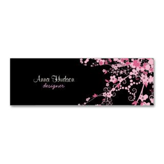 Cherry Blossom, Sakura Flowers   Pink Black Business Card Templates