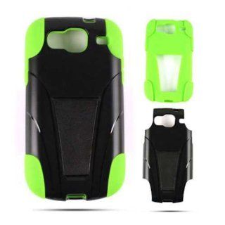 1 PIECE ACCESSORY CASE COVER FOR SAMSUNG SCH I425 A017 GREEN SKIN BLACK SNAP STAND Cell Phones & Accessories