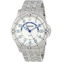 Wenger Mens Squadron GMT Watch   White Dial/Stainless Steel Bracelet