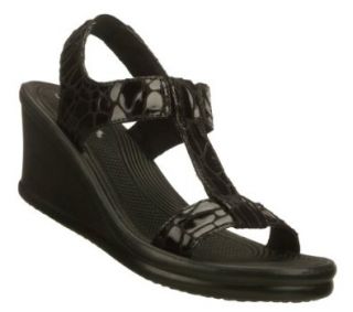 Skechers Rumblers Bare Legs Womens Wedge Sandals Black 10 Shoes