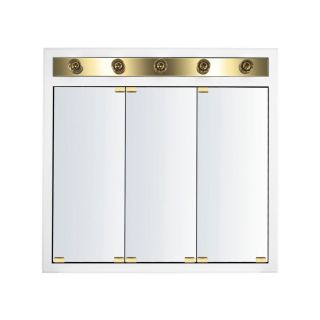KraftMaid Traditional 35 3/4 in x 33 3/4 in White Lighted MDF Surface Mount and Recessed Medicine Cabinet