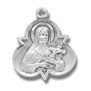 Sterling Silver Trinity St. Theresa with 18" Stainless Steel Chain in Gift Box, the Little flower, Patron Saint of (Patronage) African missions, AIDS sufferers, air crews, aircraft pilots, Australia, aviators, Belgian air crews, black missions, bodily