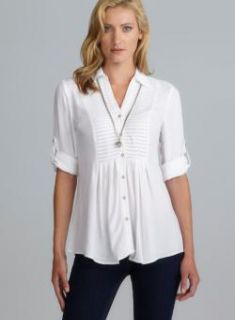 Spense Tab Sleeve Bib Detail Collar Button Down Top Spense Long Sleeve Shirts