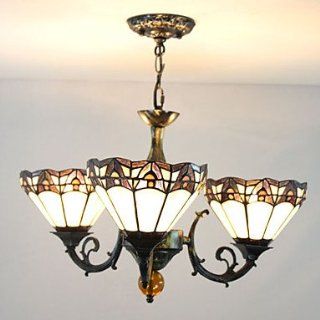 60W Modern Tiffany Style Chandelier with 3 Lights   Ceiling Pendant Fixtures