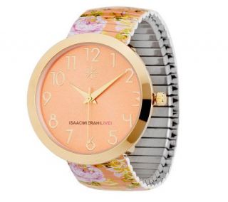 Isaac Mizrahi Live Cottage Rose Printed Stretch Watch —