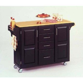 Kitchen Cart with Wood Top (Black) (36"H x 52.5"W x 18"D) Home & Kitchen