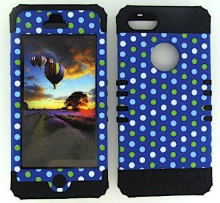 3 IN 1 HYBRID SILICONE COVER FOR APPLE IPHONE 5 HARD CASE SOFT BLACK RUBBER SKIN POLKA DOTS BK TE433 KOOL KASE ROCKER CELL PHONE ACCESSORY EXCLUSIVE BY MANDMWIRELESS Cell Phones & Accessories