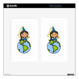 Cartoon Clip Art Cute Princess on Top of the World Decal For Kindle Fire