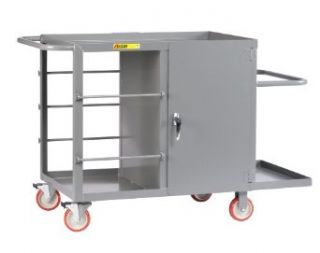 Little Giant RCM2448 5PYTL Electrician's Bulk Handling Wire Reel Cart with Five Spool Holder Rods and Cabinet, 54" Length, Gray Finish Service Carts