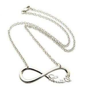 Lovatic (TM) Silver Tone Infinity Charm 3mm 18" Link Chain Necklace XC435R Clothing