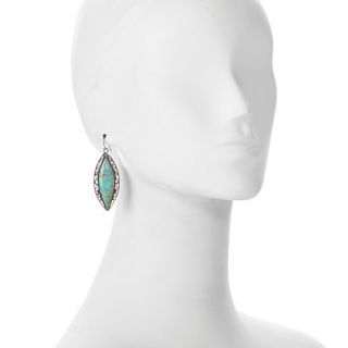 Studio Barse Scrolled Bronze and Green Kingman Turquoise Dangle Earrings