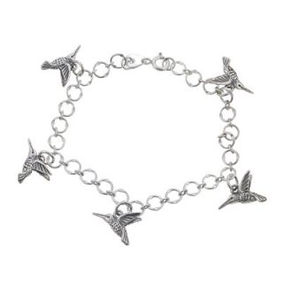 Skyline Silver Sterling Silver Hummingbird Charm Bracelet