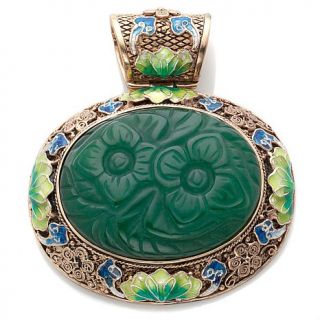 Statements by Amy Kahn Russell Carved Green Quartzite Bronze Enhancer Pendant