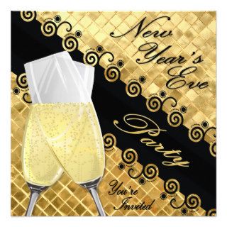 Golden Toast New Years Party Personalized Invitations