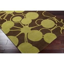 Jef Designs Hand tufted Green/Brown Contemporary Lawton Wool Abstract Rug (5' x 8') Surya 5x8   6x9 Rugs