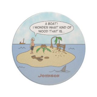 Funny Woodturner Cartoon Custom Name Coasters
